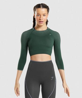 Dámské Oříznuté Topy Gymshark Apex Seamless Zelene Zelene | CZ 3725ZUT